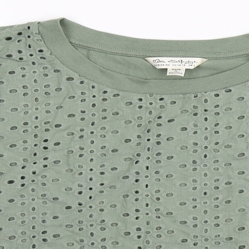 Miss Selfridge Womens Green  100% Cotton Cropped Polo Size L Round Neck