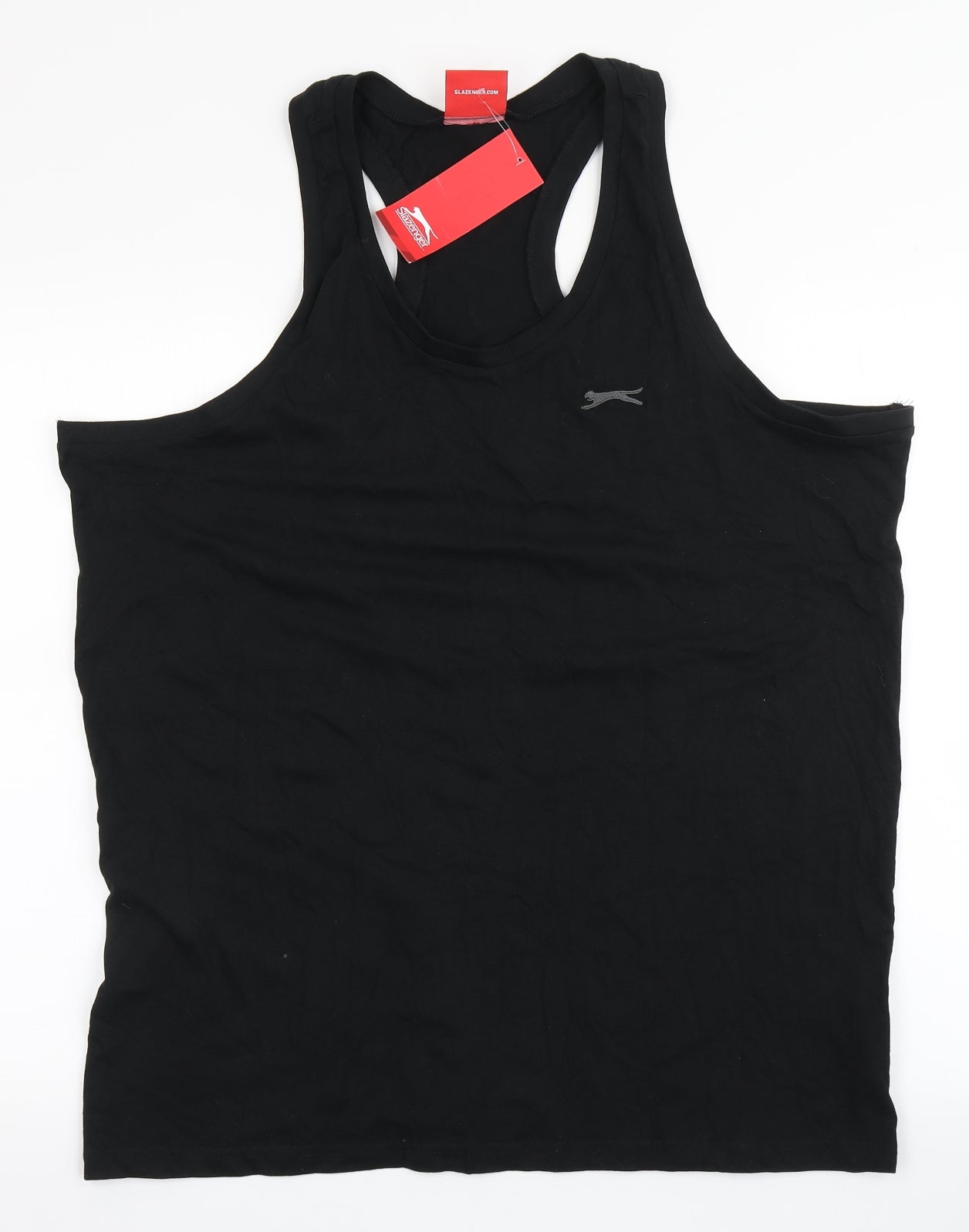 Slazenger Mens Black  100% Cotton Basic Tank Size 2XL Scoop Neck Pullover