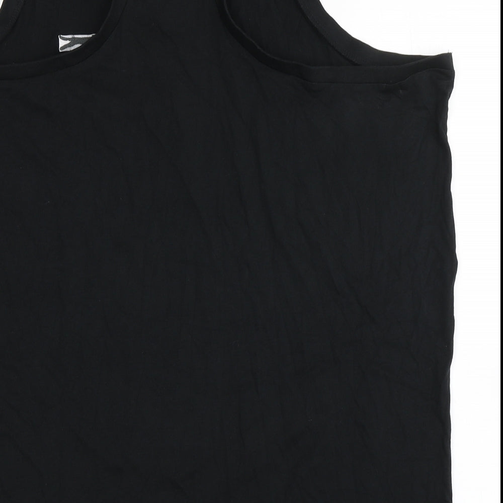 Slazenger Mens Black  100% Cotton Basic Tank Size 2XL Scoop Neck Pullover