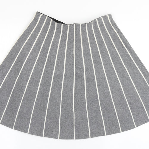 Cynthia Rowley Womens Grey Striped Cotton Flare Skirt Size S