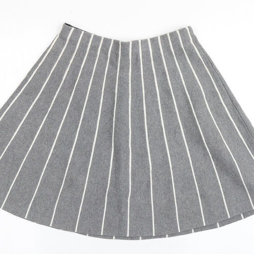 Cynthia Rowley Womens Grey Striped Cotton Flare Skirt Size S