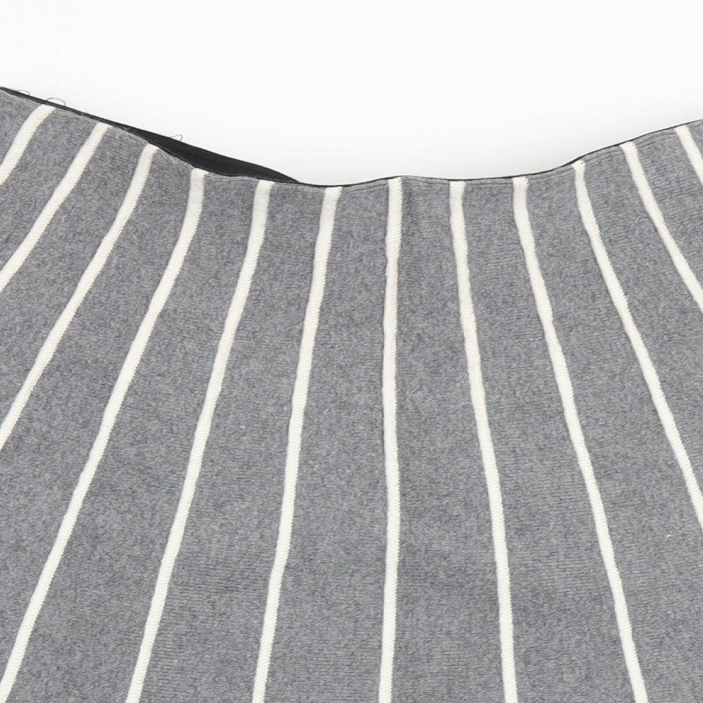 Cynthia Rowley Womens Grey Striped Cotton Flare Skirt Size S