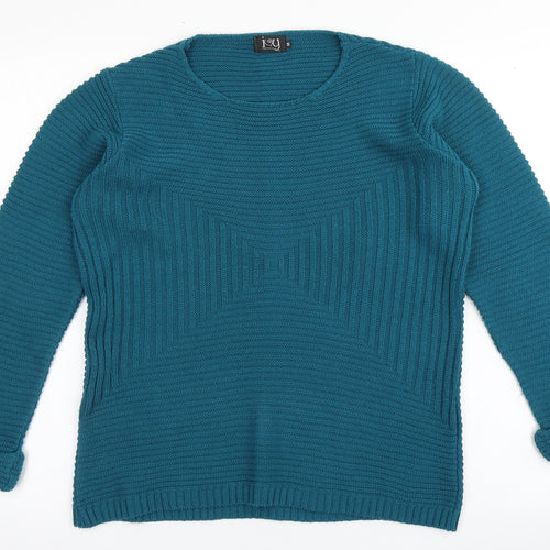 IY Womens Blue Scoop Neck  Acrylic Pullover Jumper Size S