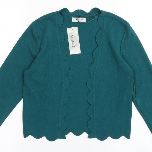 Soon Womens Green V-Neck  Viscose Shrug Jumper Size S