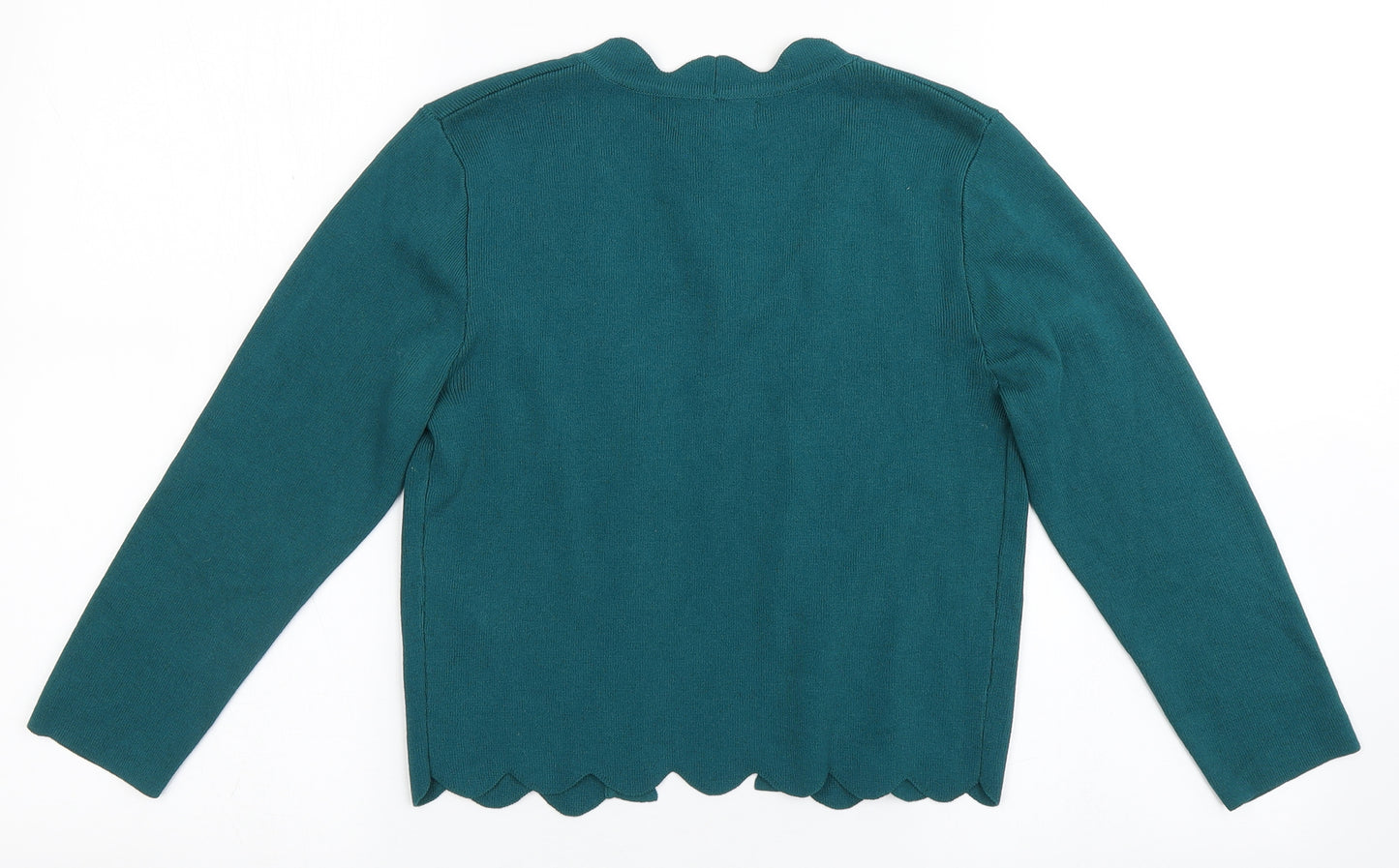 Soon Womens Green V-Neck  Viscose Shrug Jumper Size S