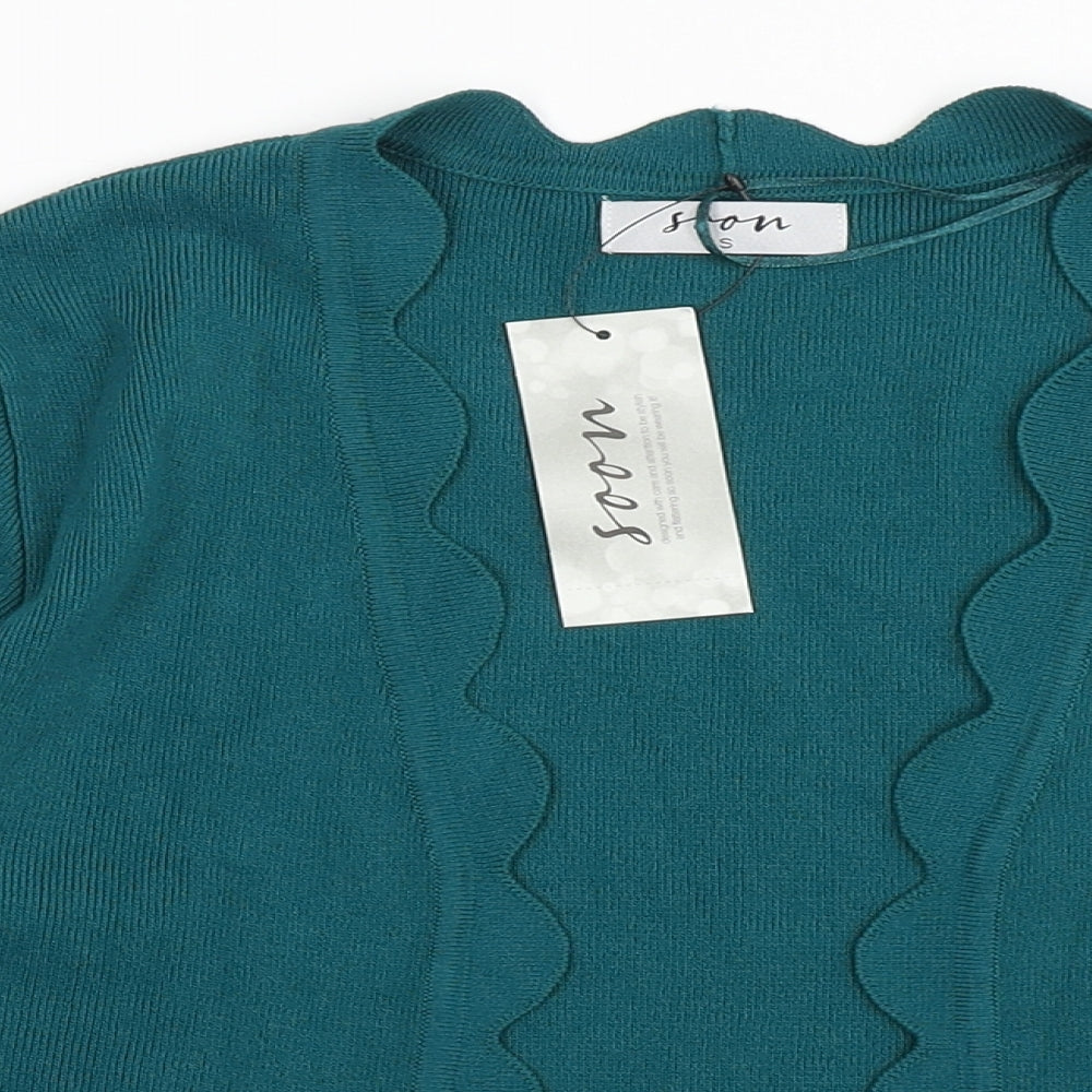 Soon Womens Green V-Neck  Viscose Shrug Jumper Size S