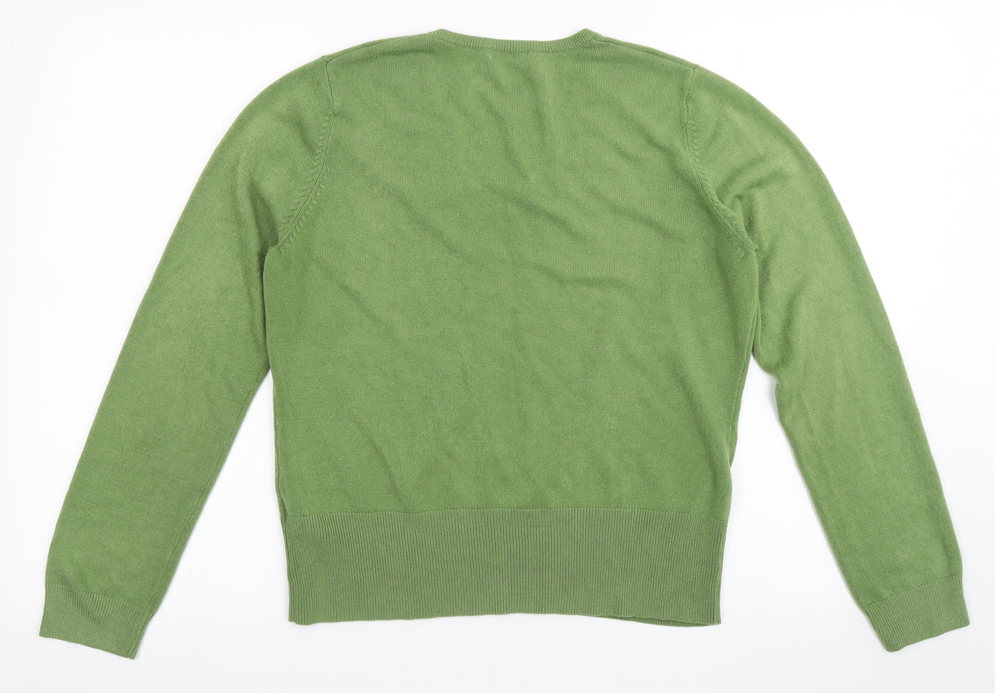 Ditto Womens Green V-Neck  Acrylic Pullover Jumper Size 18