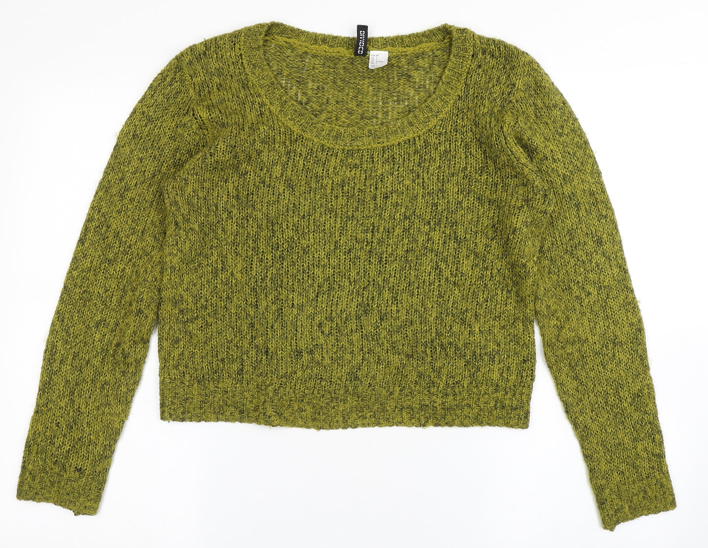 Divided by H&M Womens Green Scoop Neck  Acrylic Pullover Jumper Size 8