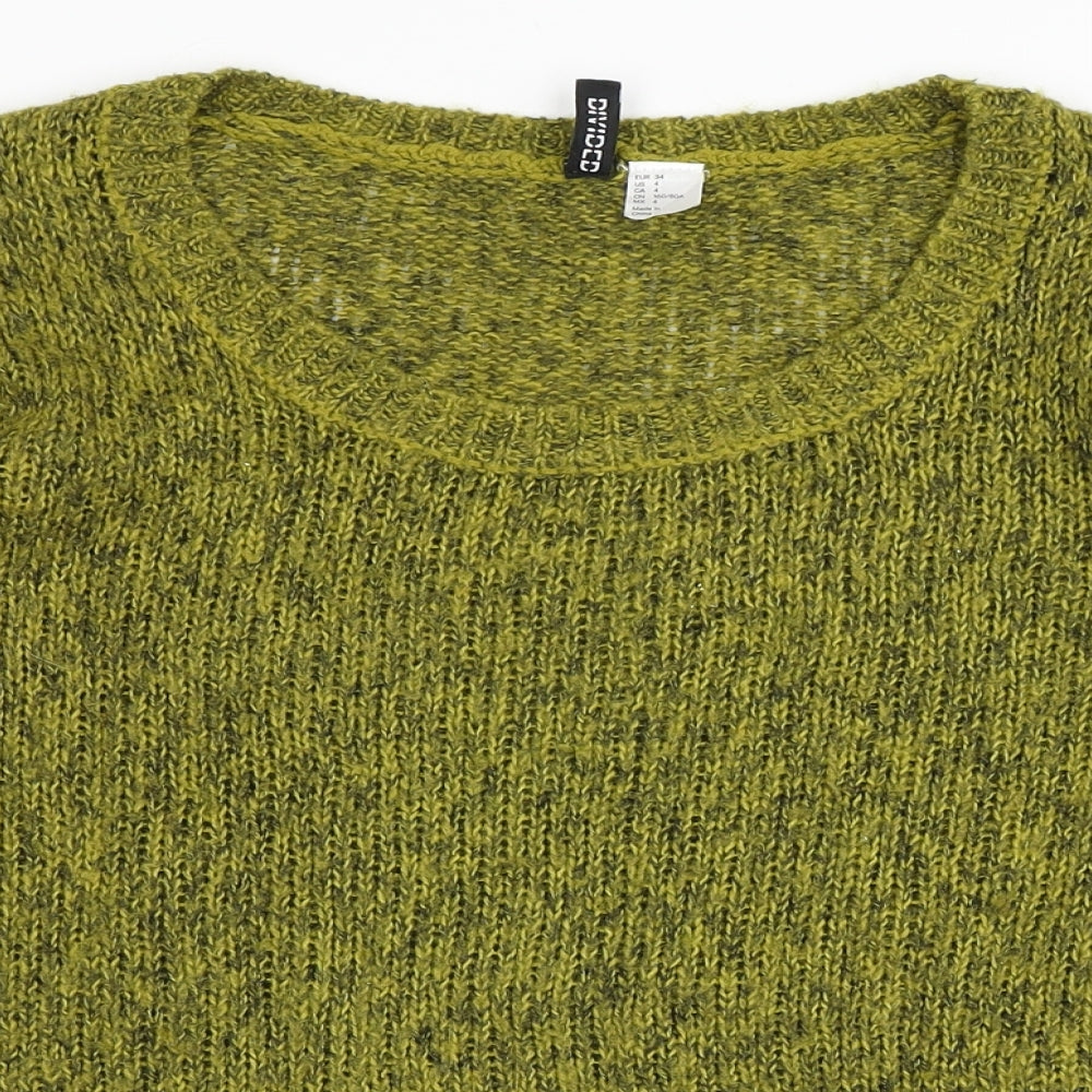 Divided by H&M Womens Green Scoop Neck  Acrylic Pullover Jumper Size 8