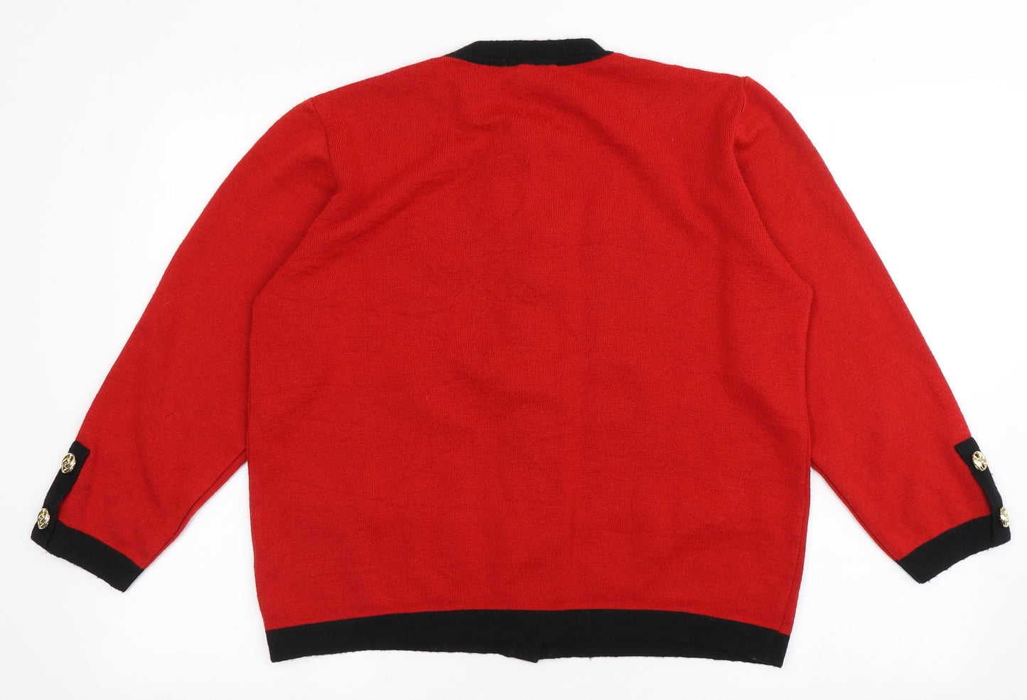 Grazia Womens Red Round Neck  Wool Cardigan Jumper Size 16