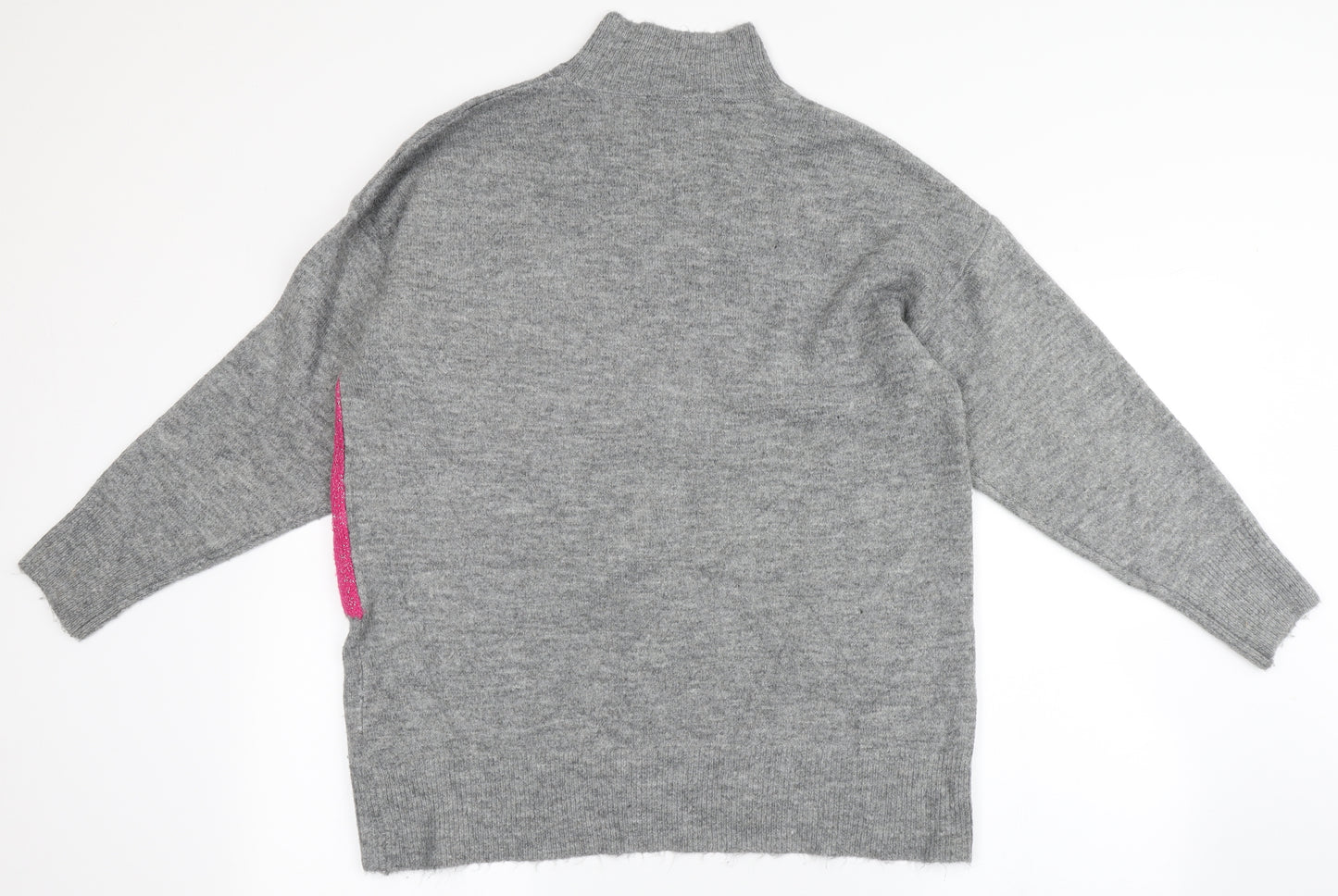 F&F Womens Grey High Neck  Acrylic Pullover Jumper Size 12   - Star