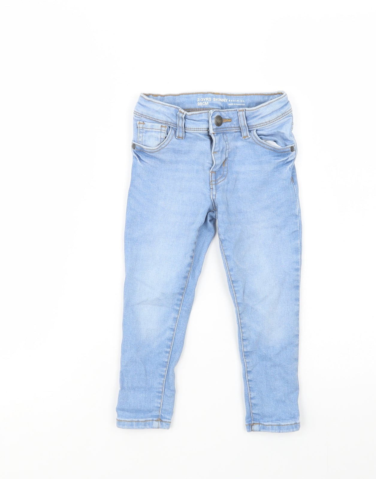 Primark Girls Blue  Cotton Skinny Jeans Size 2-3 Years  Regular Button