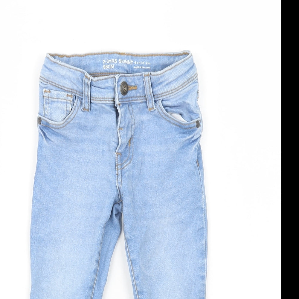 Primark Girls Blue  Cotton Skinny Jeans Size 2-3 Years  Regular Button