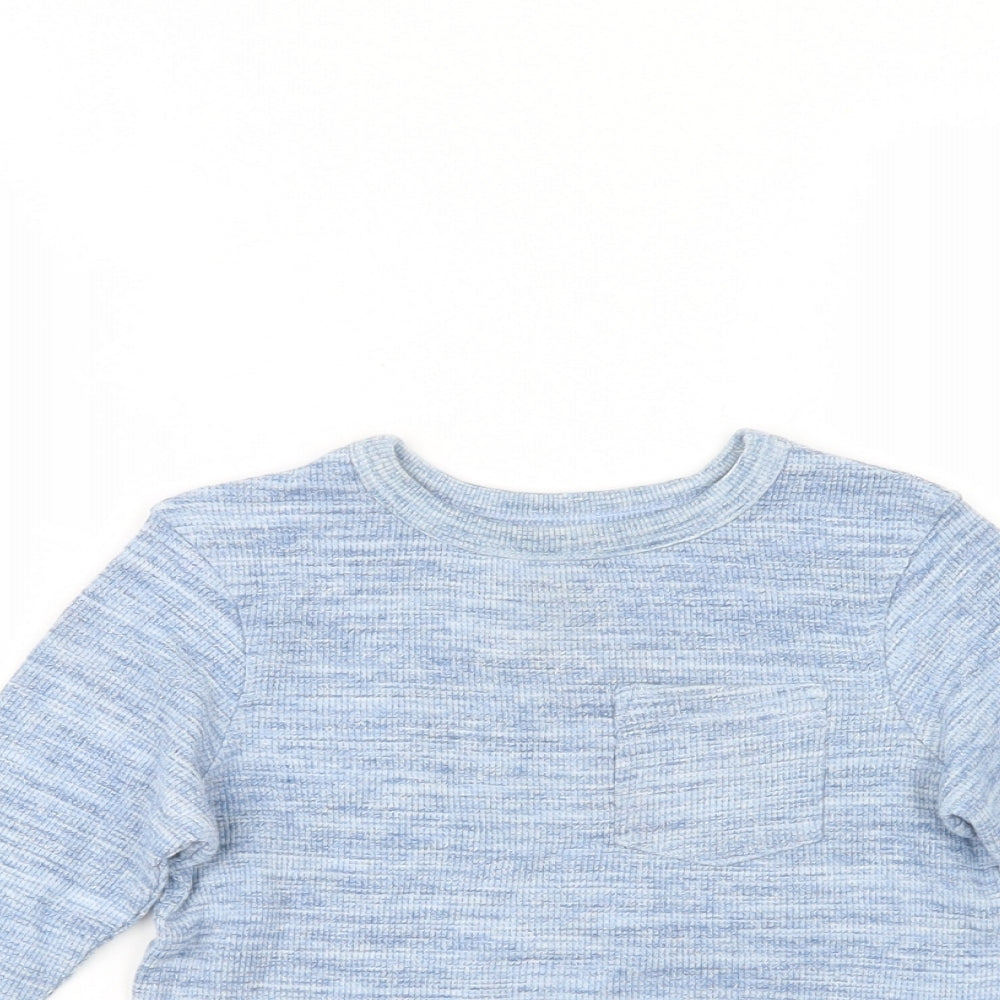 George Girls Blue  Cotton Basic T-Shirt Size 2-3 Years Crew Neck Pullover