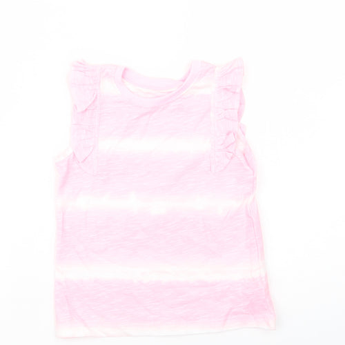 Dunnes Girls Pink Batik Cotton Basic Tank Size 4-5 Years Crew Neck Pullover