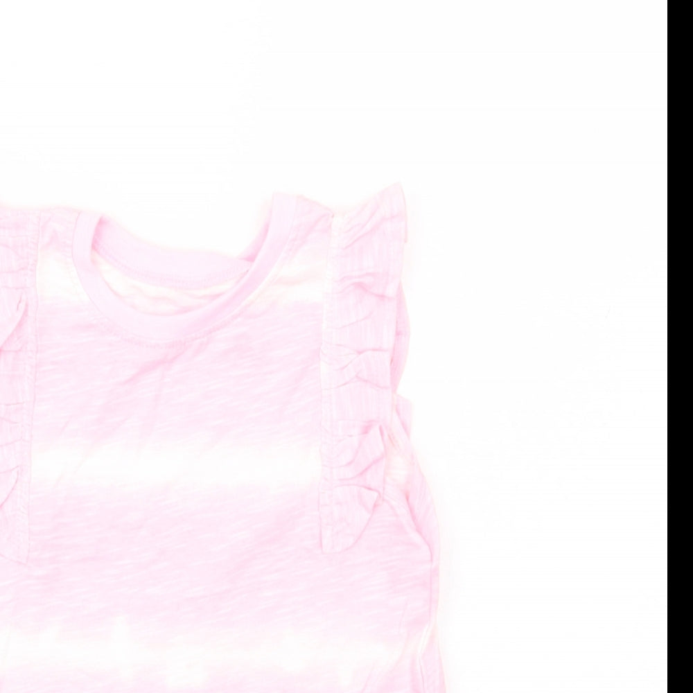 Dunnes Girls Pink Batik Cotton Basic Tank Size 4-5 Years Crew Neck Pullover