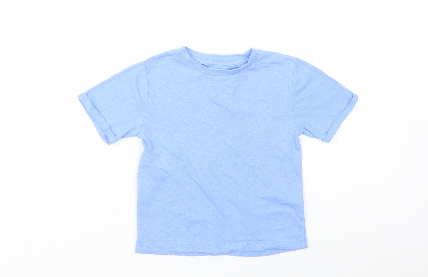 Dunnes Stores Boys Blue  Cotton Basic T-Shirt Size 4-5 Years Crew Neck Pullover
