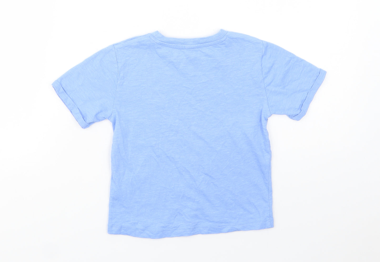Dunnes Stores Boys Blue  Cotton Basic T-Shirt Size 4-5 Years Crew Neck Pullover