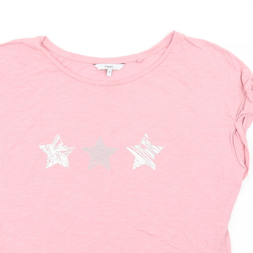 NEXT Womens Pink  Polyester Basic T-Shirt Size 18 Crew Neck - Stars