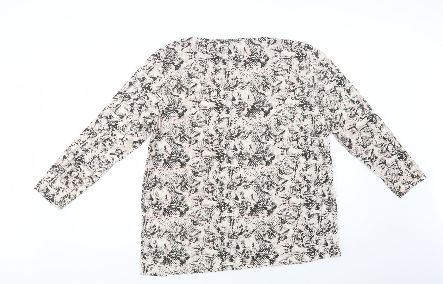 Marks and Spencer Womens Beige Animal Print Polyester Basic Blouse Size 18 Crew Neck