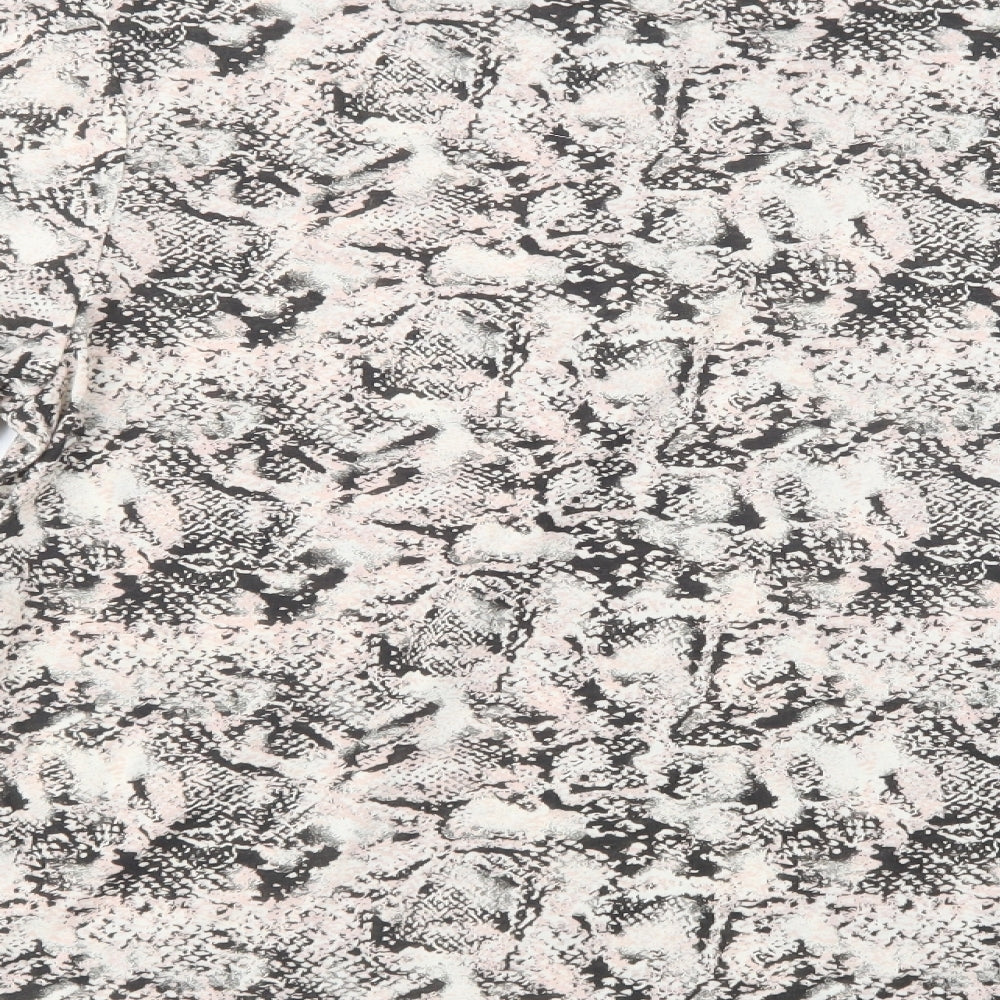 Marks and Spencer Womens Beige Animal Print Polyester Basic Blouse Size 18 Crew Neck