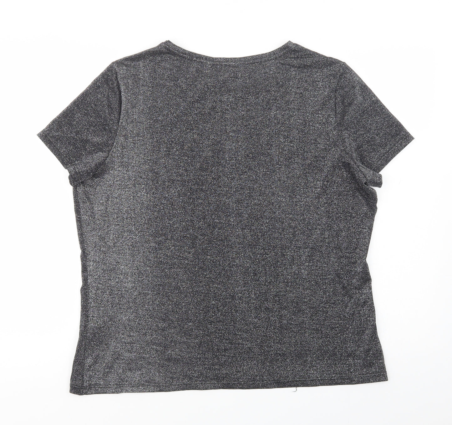 Dorothy Perkins Womens Grey  Polyamide Basic T-Shirt Size 18 Crew Neck - Sparkle