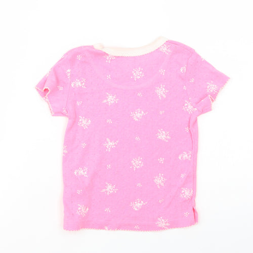 Leigh Tucker Girls Pink Floral Polyester Pullover T-Shirt Size 3-4 Years Crew Neck Pullover