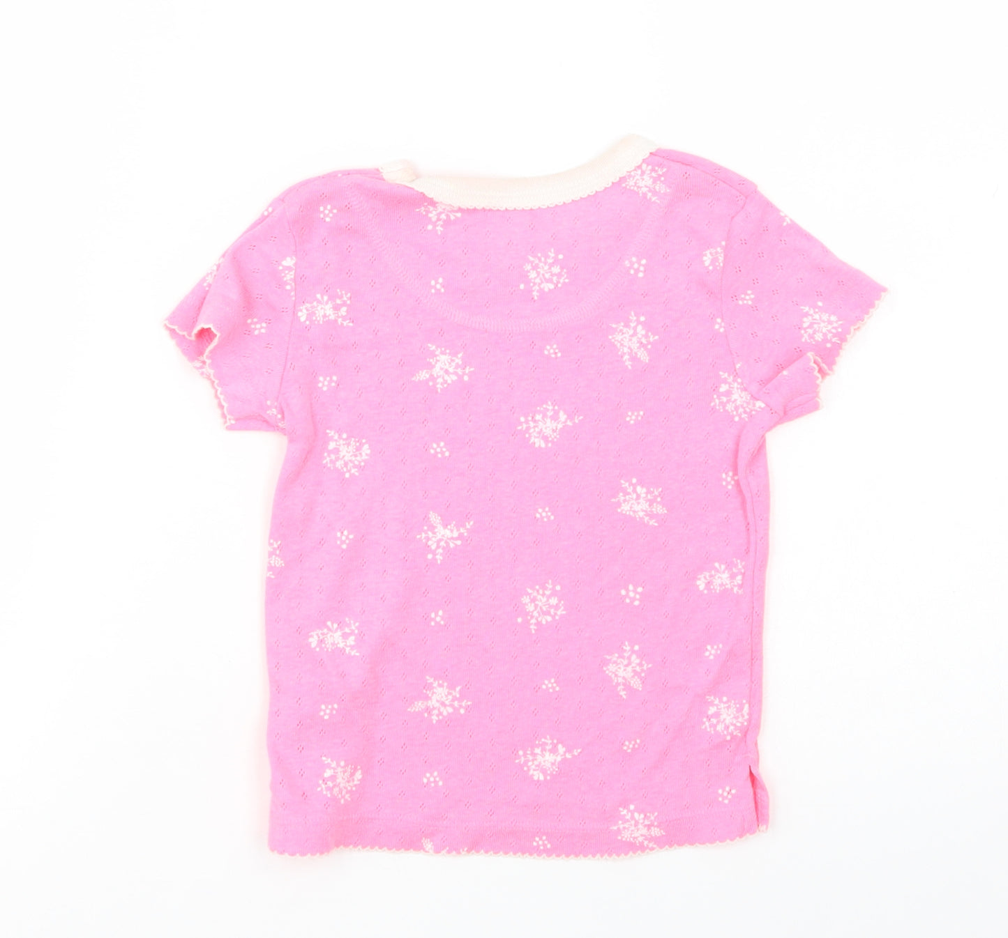 Leigh Tucker Girls Pink Floral Polyester Pullover T-Shirt Size 3-4 Years Crew Neck Pullover