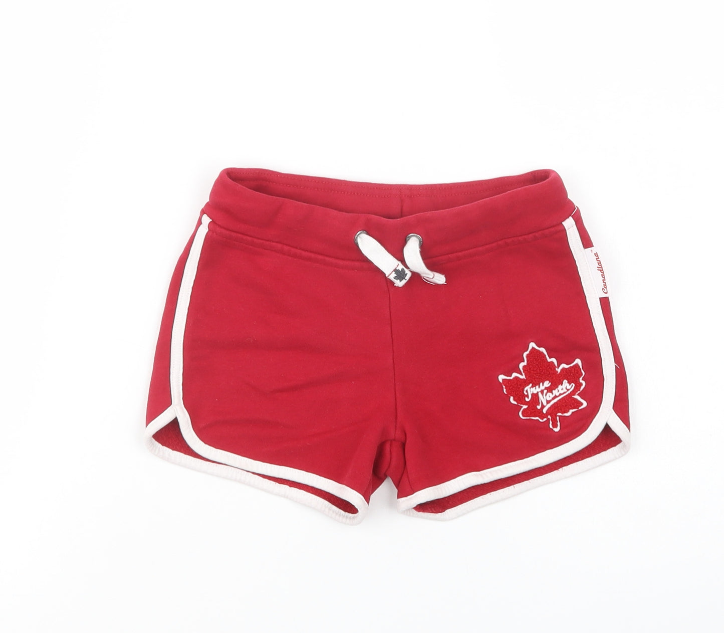 Canadiana Girls Red  Cotton Sweat Shorts Size 6 Years  Regular Drawstring