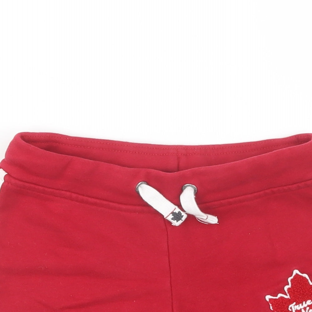 Canadiana Girls Red  Cotton Sweat Shorts Size 6 Years  Regular Drawstring