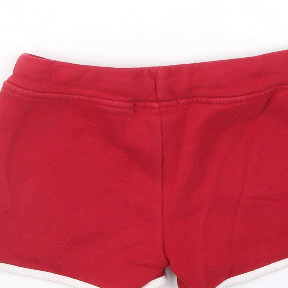 Canadiana Girls Red  Cotton Sweat Shorts Size 6 Years  Regular Drawstring