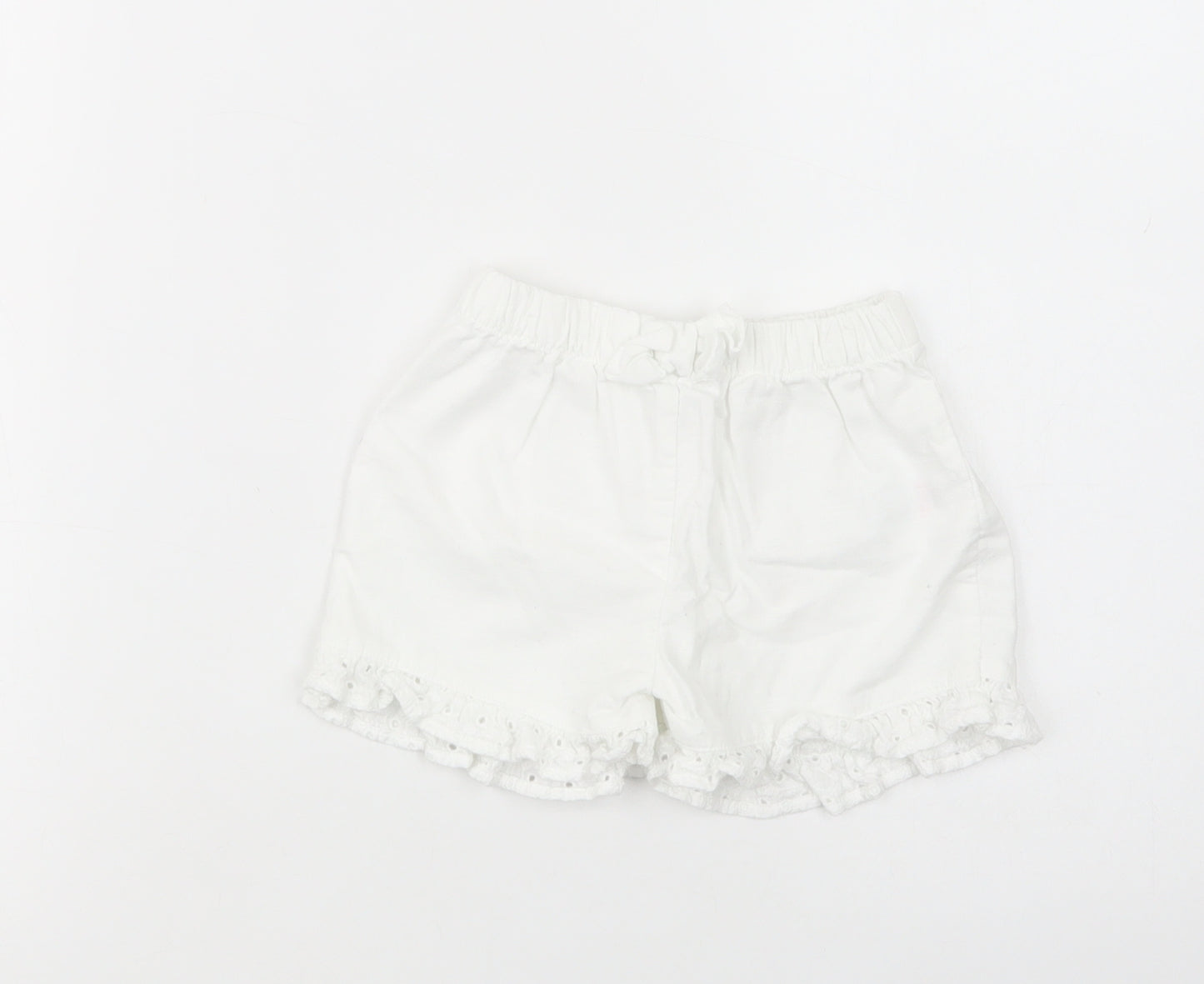 Matalan Girls White  Cotton Bermuda Shorts Size 4-5 Years  Regular Drawstring