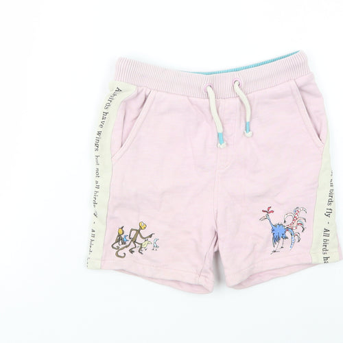 Marks and Spencer Girls Pink  Cotton Sweat Shorts Size 5-6 Years  Regular Drawstring