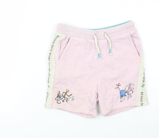 Marks and Spencer Girls Pink  Cotton Sweat Shorts Size 5-6 Years  Regular Drawstring