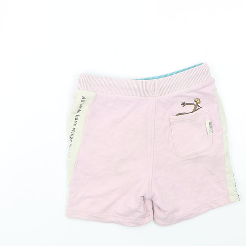 Marks and Spencer Girls Pink  Cotton Sweat Shorts Size 5-6 Years  Regular Drawstring
