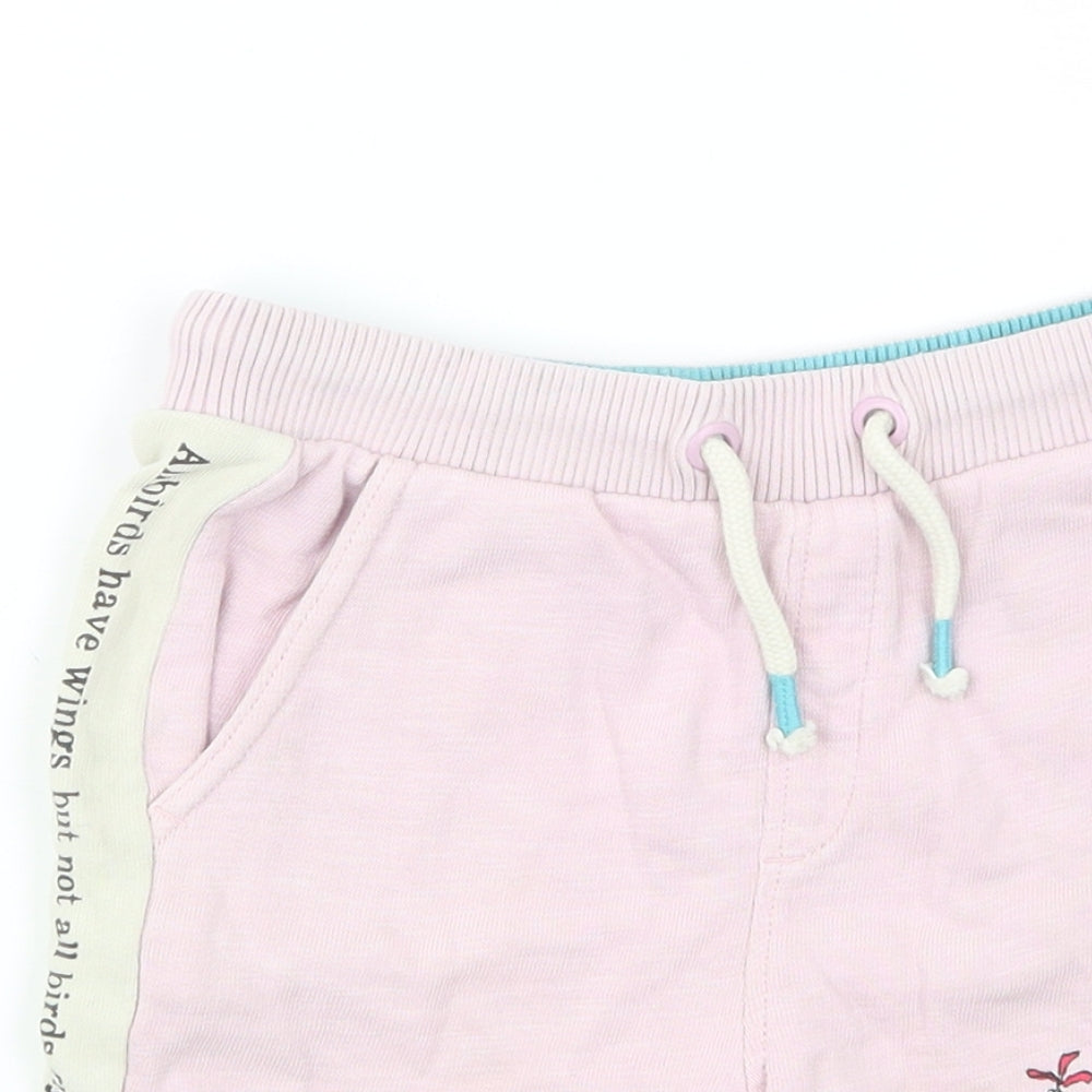 Marks and Spencer Girls Pink  Cotton Sweat Shorts Size 5-6 Years  Regular Drawstring