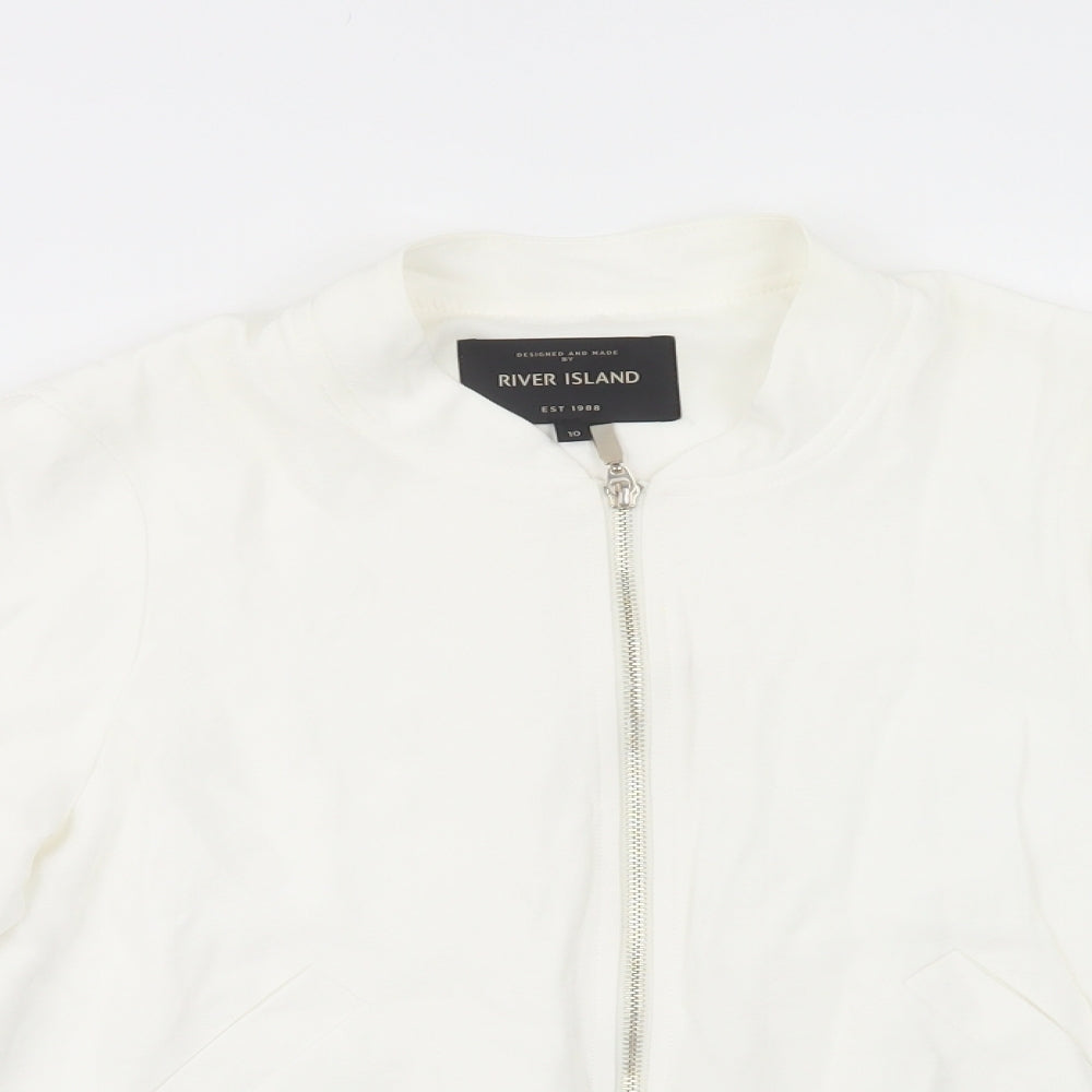 River Island Womens White   Bomber Jacket Jacket Size 10  Zip