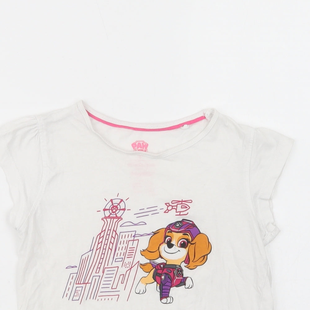 Lupilu Girls White  Cotton Basic T-Shirt Size 5-6 Years Crew Neck Pullover - Paw Patrol