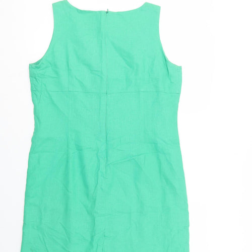 Gerard Womens Green  Linen Shift  Size 16  Scoop Neck Zip