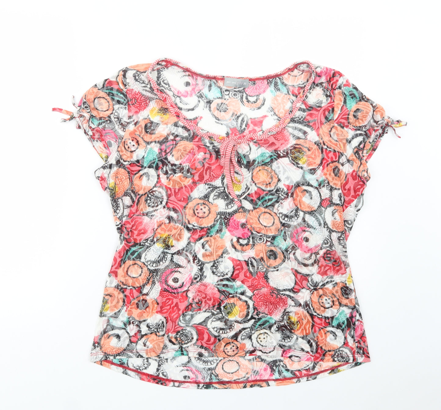 Per Una Womens Multicoloured Floral Polyester Basic Blouse Size 20 Scoop Neck