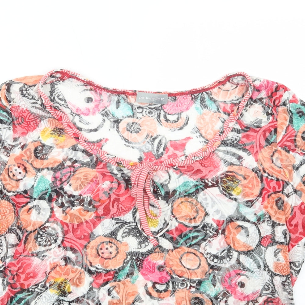 Per Una Womens Multicoloured Floral Polyester Basic Blouse Size 20 Scoop Neck