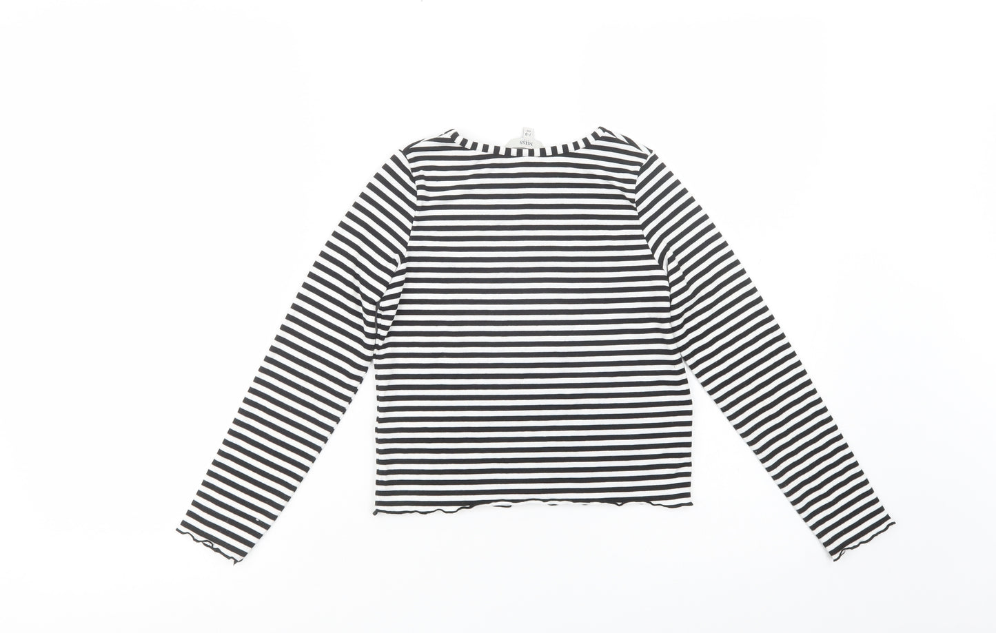 Miss E-vie Girls Black Striped Polyester Basic T-Shirt Size 7-8 Years Crew Neck Pullover - Los Angeles