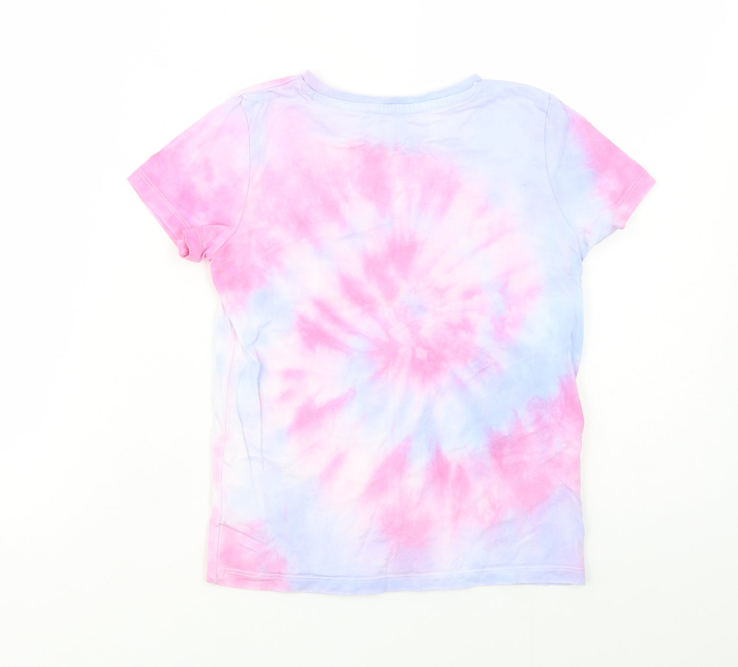 H&M Girls Pink Batik Cotton Basic T-Shirt Size 6-7 Years Crew Neck Pullover