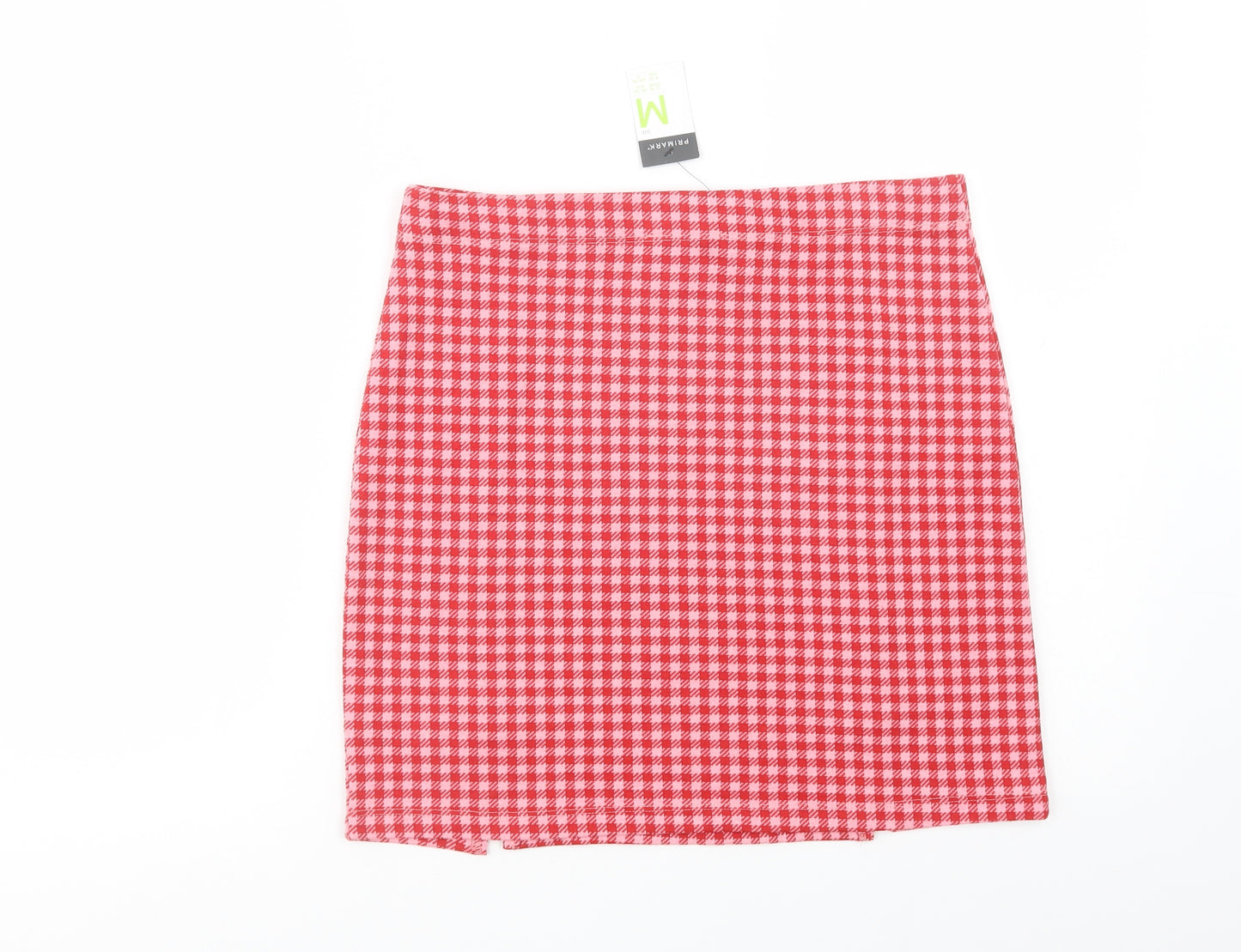 Primark Womens Pink Check Viscose Mini Skirt Size M