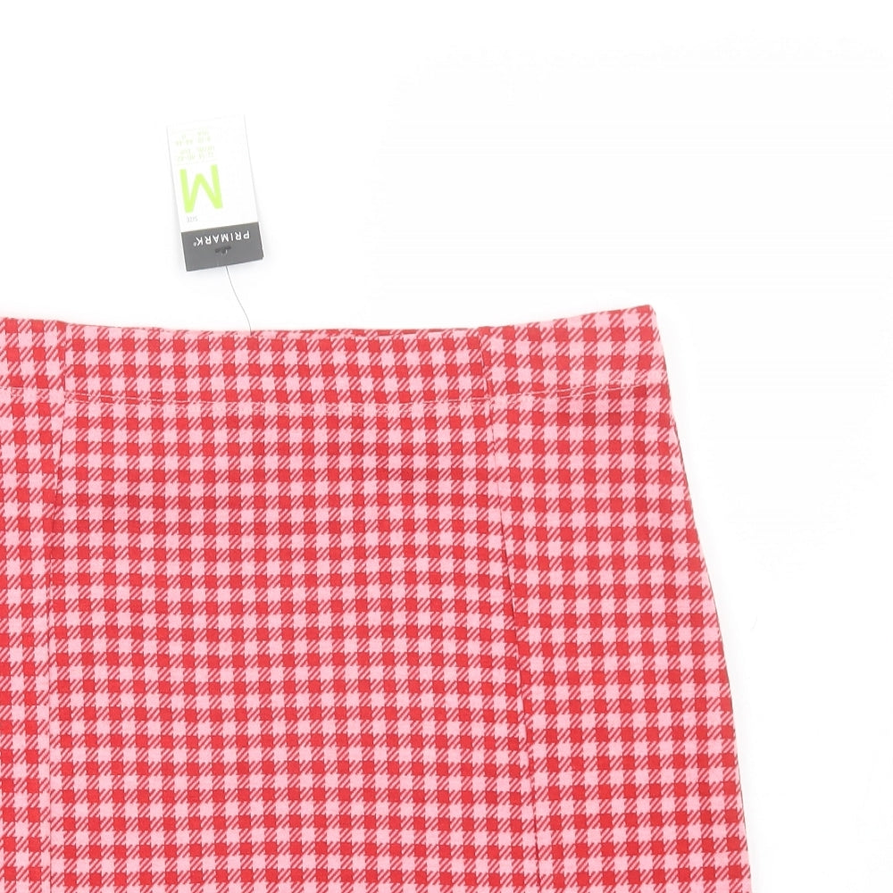 Primark Womens Pink Check Viscose Mini Skirt Size M