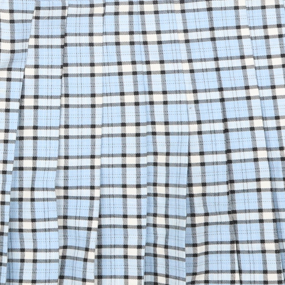 New Look Girls Blue Plaid Polyester Pleated Skirt Size 12 Years  Regular Zip