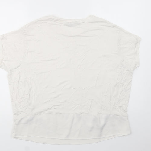 Dunnes Stores Womens White  Polyester Basic Blouse Size L Crew Neck