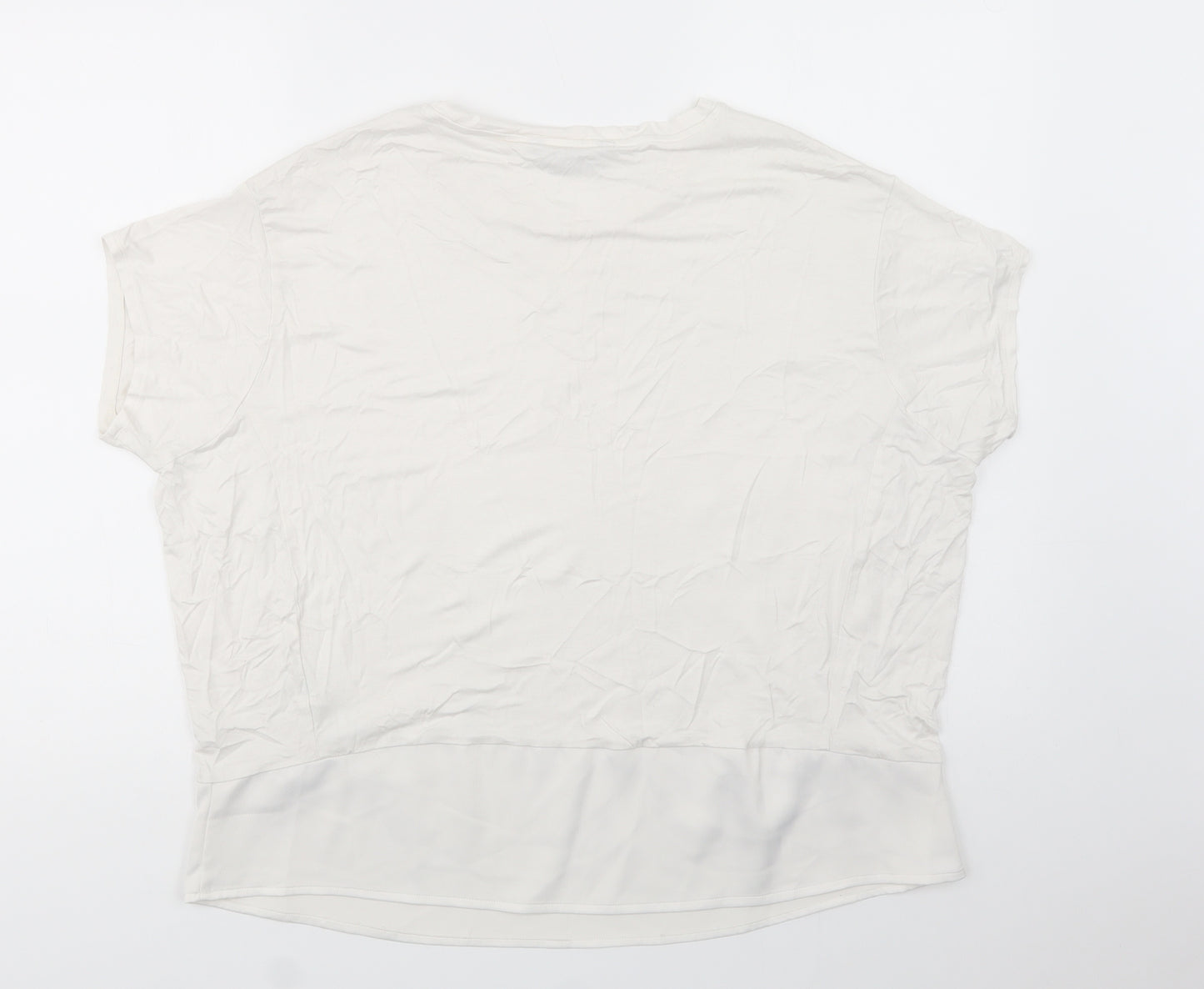Dunnes Stores Womens White  Polyester Basic Blouse Size L Crew Neck