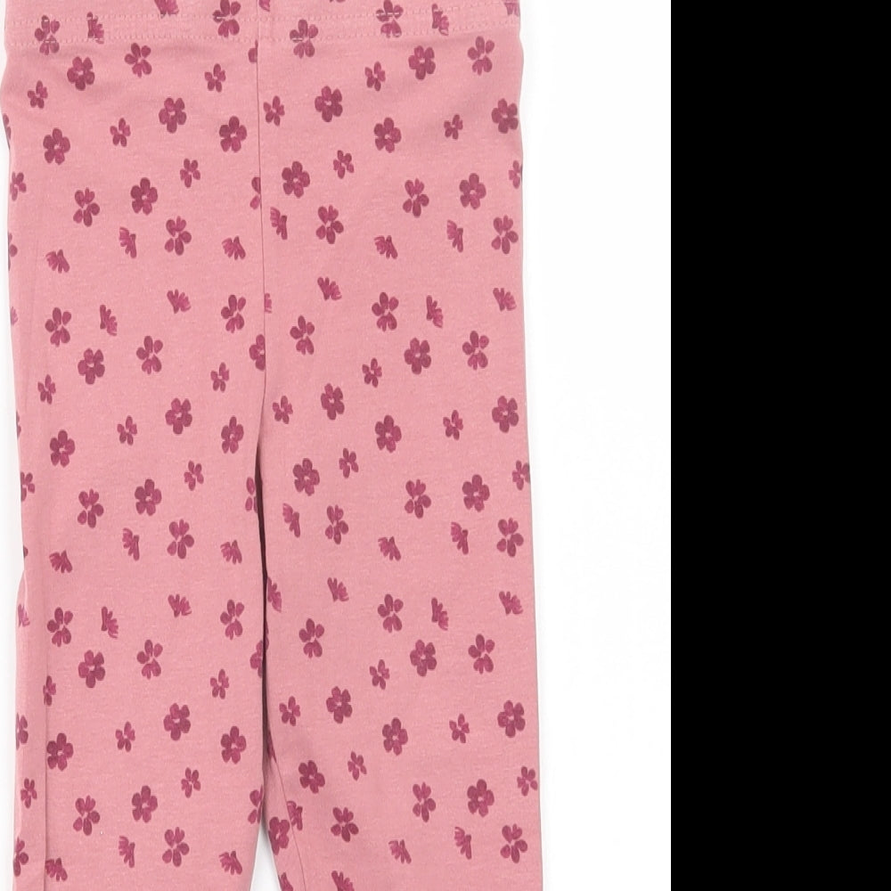 Primark Girls Pink Floral Cotton Jegging Trousers Size 3-4 Years  Regular  - Leggings
