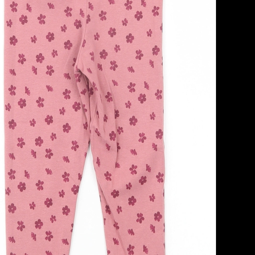 Primark Girls Pink Floral Cotton Jegging Trousers Size 3-4 Years  Regular  - Leggings